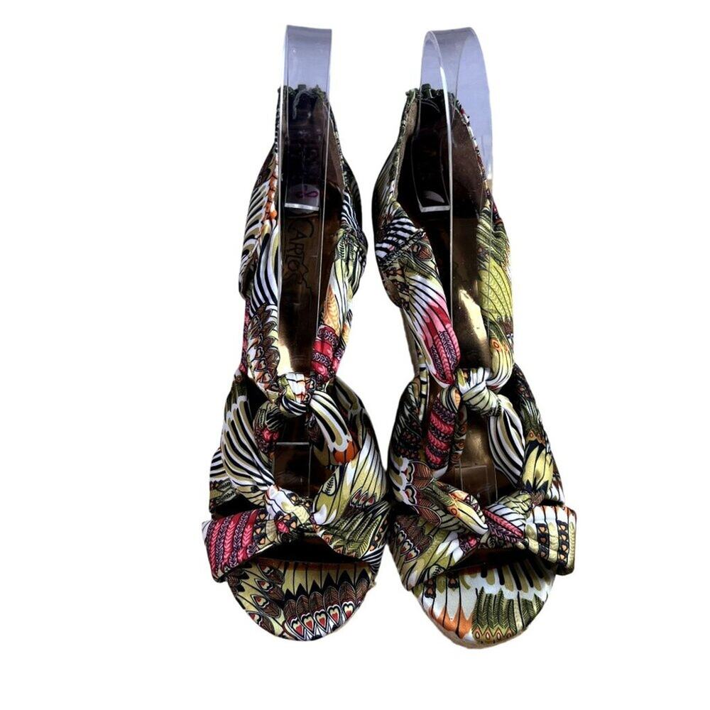 Carlos Santana Sandals Womens 7.5 Morena Wedge Espadrille Platform Jute Tropical